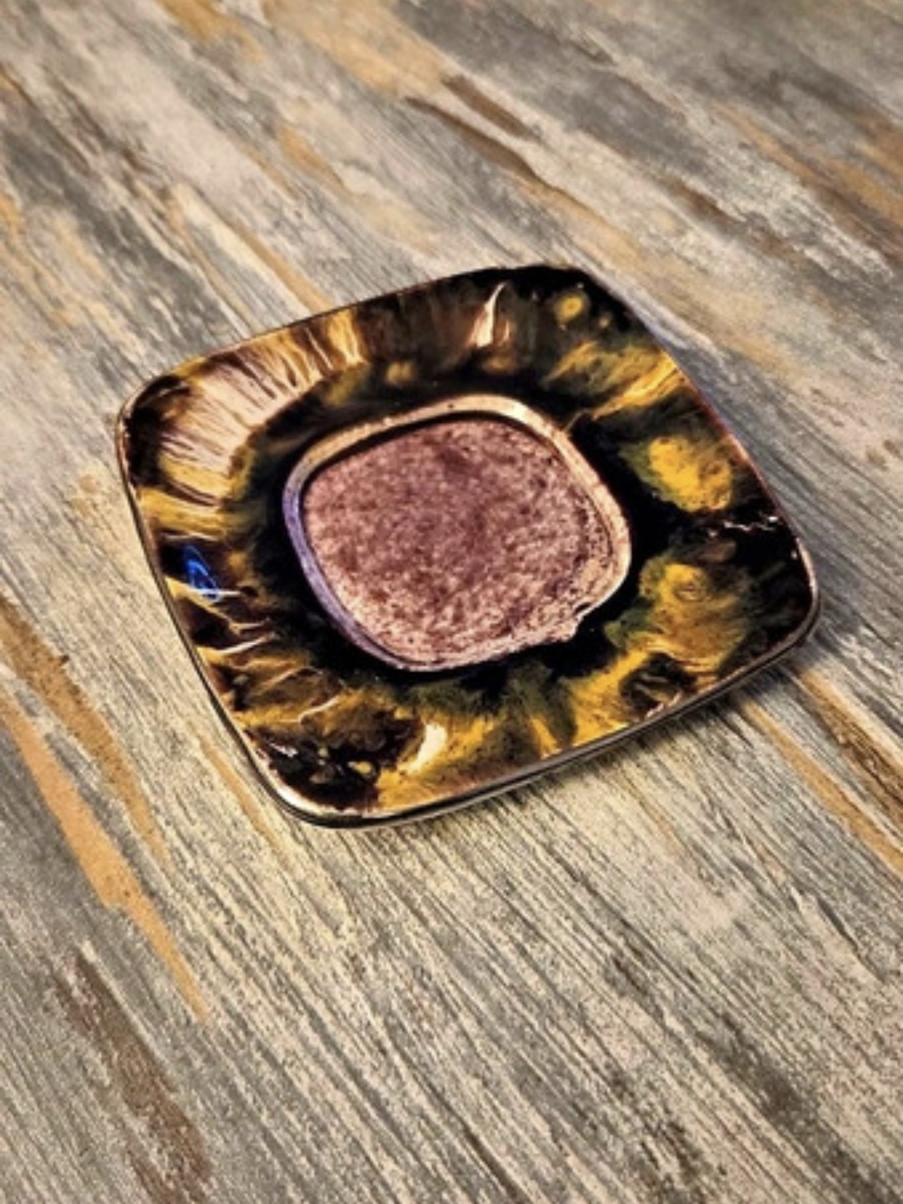 Vintage 70s Viking Pottery England Drip Glaze Trinket Dish